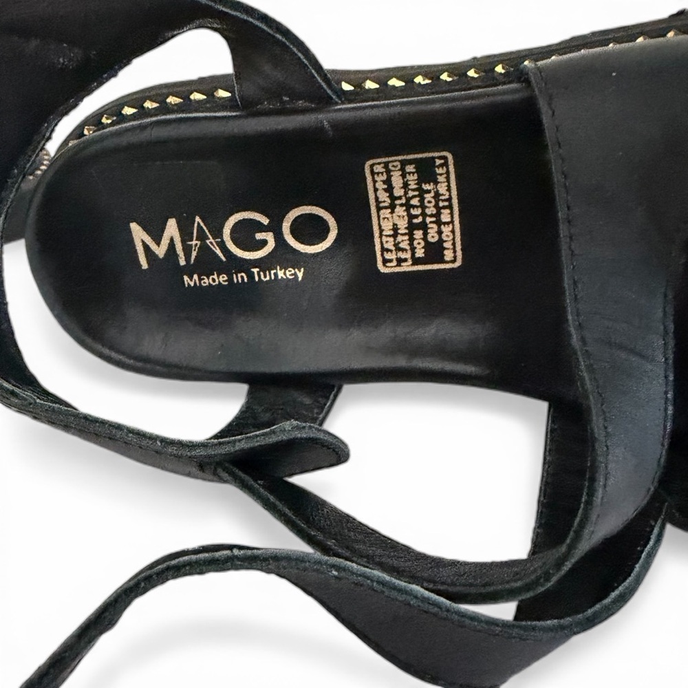MAGO Black Leather Chunky Lug Sole Sandals Buckle Strap size eu 37 - Picture 7 of 12